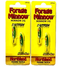 SET OF 2 Northland Forage Minnow Super-Glo 1/8oz Perch 2 Count Package