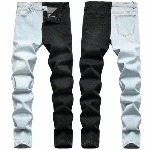 Lässige Herren Denim Biker Skinny Hose Punk Stretch Ripped Jeans Slim Fit Hose - Bild 17 von 19