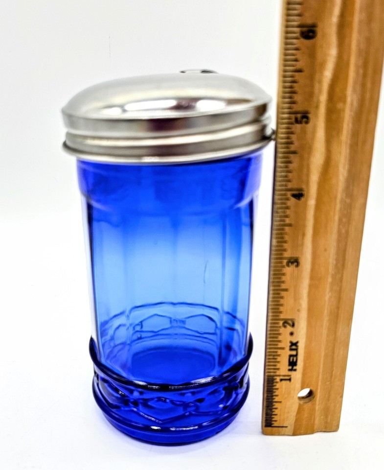 Vintage Cobalt Blue Glass Sugar Dispenser Restaurant Style Boho eBay