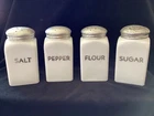 Vintage Hazel Atlas Shakers (4) Milk Glass - Sugar - Flour - Salt - Pepper