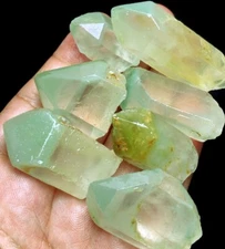 139g 7 Natural Phantom 'Green Ghost' Lemuria QUARTZ Crystal Point &Pyramid p466