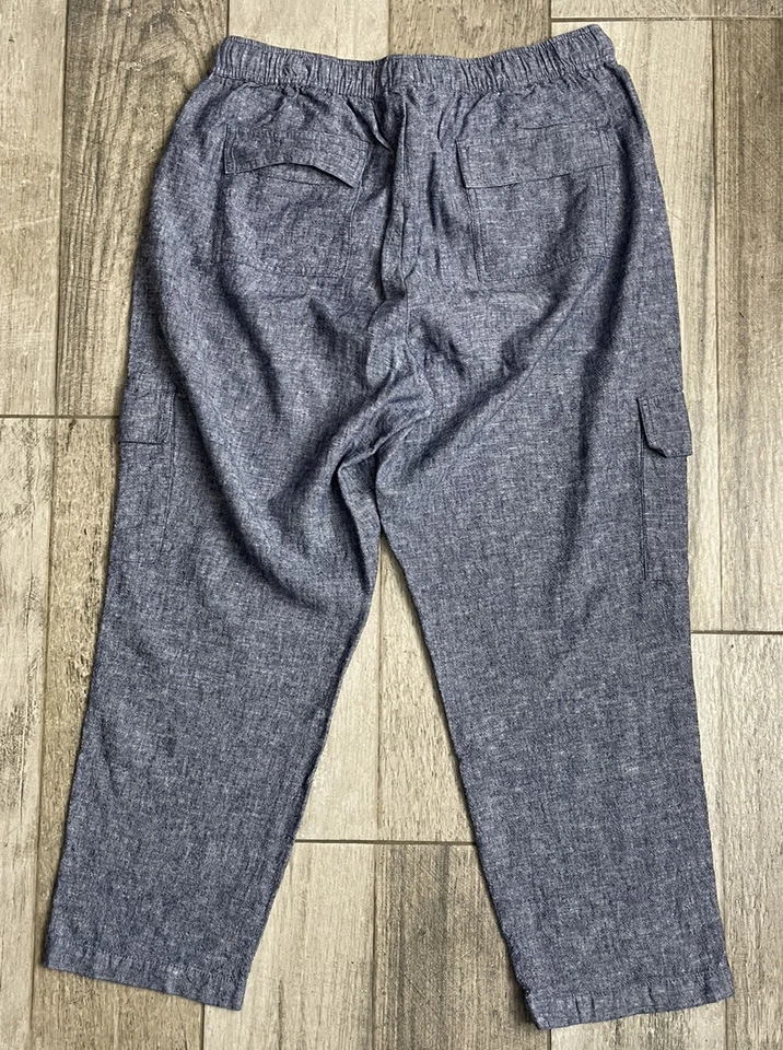 Pantalones Cortos Calvin Klein Mujer Mezcla de Lino Calce Relajado Talla 10 Medianos Gris Bolsillos Foto 2 de 4