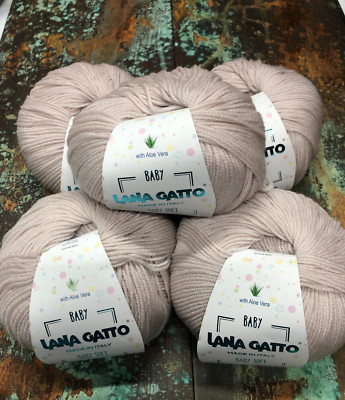 Lot of 5 Lana Gatto Beige Baby Soft Yarn 50g/170m Each #13701
