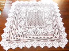 NAPPE SURNAPPE CROCHET MAIN CARRE BLANC 60 CM   AURORE ***