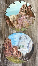 Lot 2 Vintage Art Saw Blade Painting Northwest Canyons Mountains Signed  maggie  