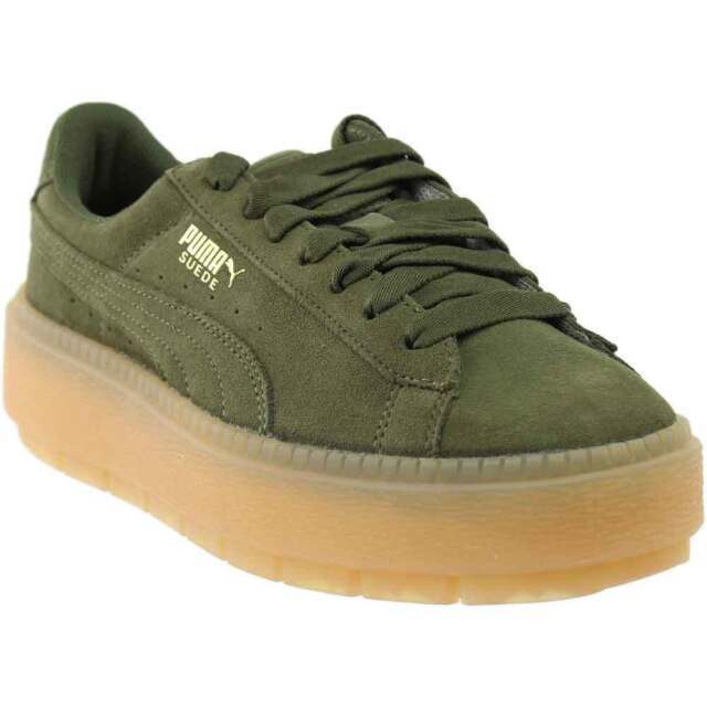 puma suede platform olive green