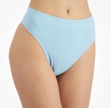 NWT JENNI Women's Seamless Ribbed Hi-Cut Thong Underwear Caribbean Turquoise