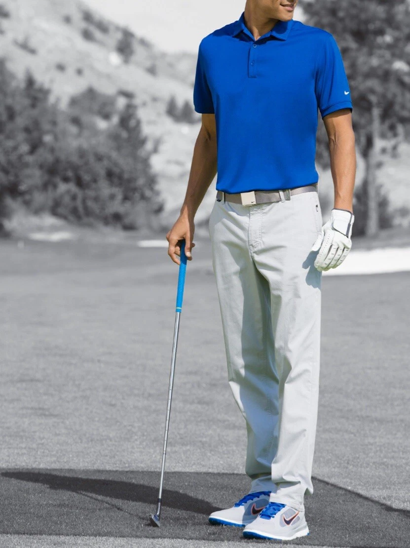 NIKE Men s Dry Fit Essential Nice Golf T Shirt Polo Blue XL