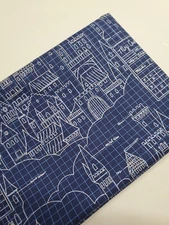 Sarah Jane Fabric Castle Plans Blue Michael Miller Cotton Sew Quilt FAT QUARTER 