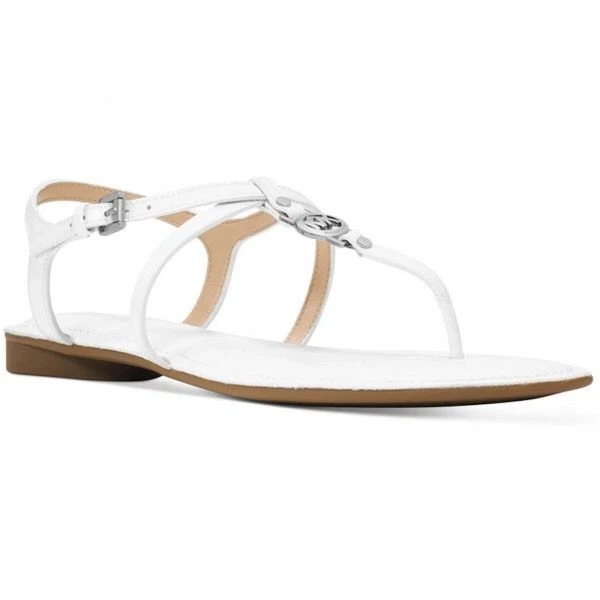 New Michael Kors Bethany Sandal Patent Optic White vachetta
