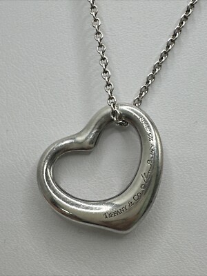 Tiffany and Co. Pendant Necklace 16” Open Heart Peretti 6.8g | eBay