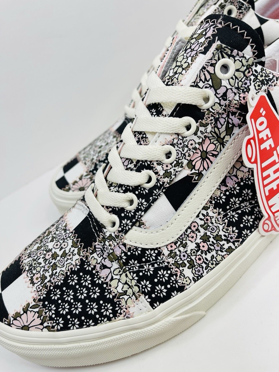 Vans Old Skool Casual Patchwork Floral White Low Top Men's Vans Old Skool Casual Patchwork Floral White Low Top Men's