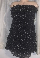 NWT $108 GUESS LOGO Mini RUFFLE LITTLE JET BLACK Polka dots Ruffles DRESS Sz 11