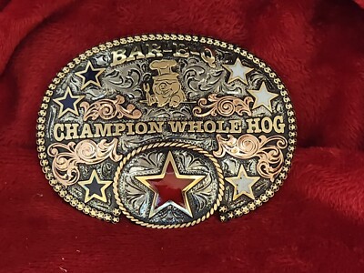 COOKOUT PITMASTER CHAMPION BAR-B-Q PRO TROPHY BUCKLE WHOLE HOG RARE X31