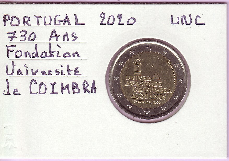 2 Euro PORTUGAL 2020 - Université de COIMBRA, 2 € Commémorative UNC sous carton