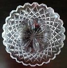 Vintage Waterford Square Cut Floral Bottom Crystal Clear Bowl 9" Diam x 4.5" H