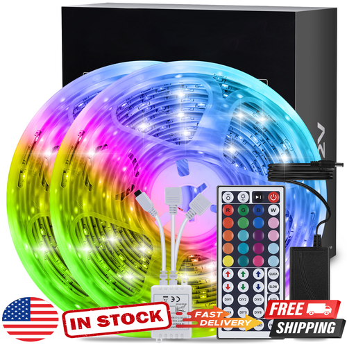 32.8 Ft RGB LED Strip Lights with Remote, Color Changing Tape Light for Home