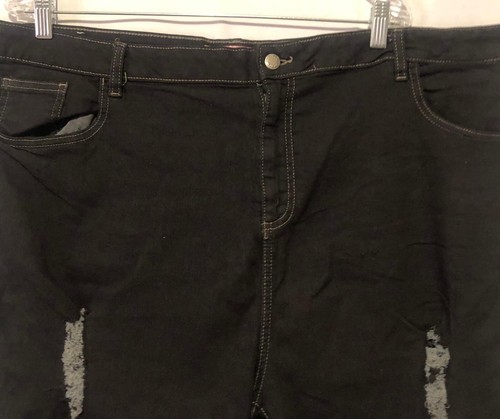 Comfort Denim Women’s Size 26 Distressed Black Shorts Stretch Waist Machine Wash - Picture 6 of 24