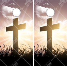 Cross Sun LAMINATED Cornhole Wrap Bag Toss Skin Decal