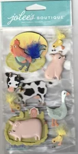 Jolee's 3-D Hard Resin stickers FARM ANIMALS Theme 82010 Fast Fair Ship!