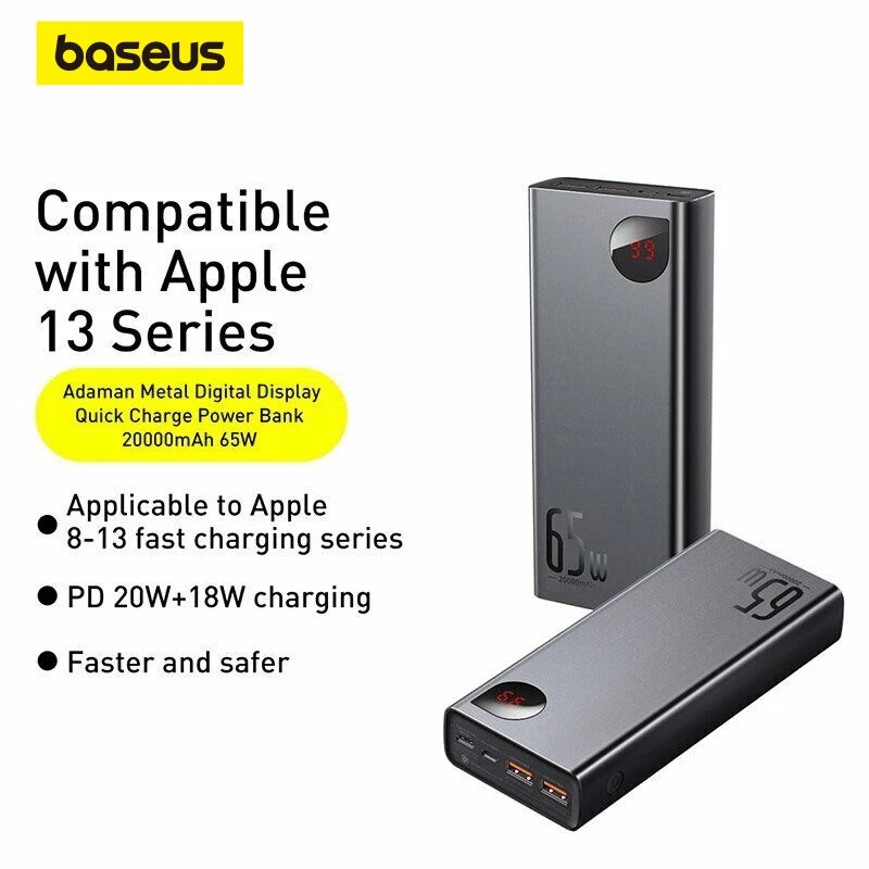 Baseus 65W Power Bank Tragbares Ladegerät Batterie Für Macbook iPhone Samsung - Bild 3 von 4