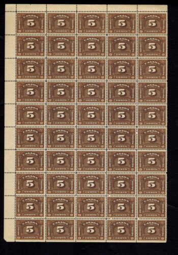 CANADA 5 Cent 1935 Bilingual Customs Duty Revenue #FCD8 sheet of 50 MNH OG - Picture 1 of 1