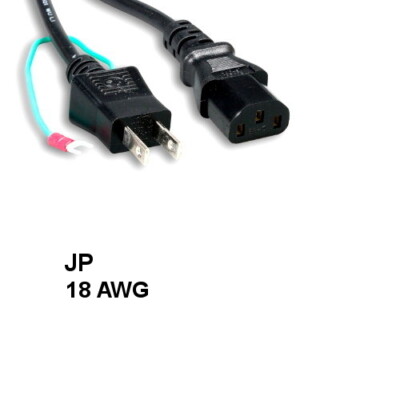 LOT10 6' JP Japan Power Cable IEC60320 C13 to JP JIS 8303 with Ground Wire 18AWG