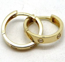 14k Yellow Gold Screw Head Huggie Hoop Earrings