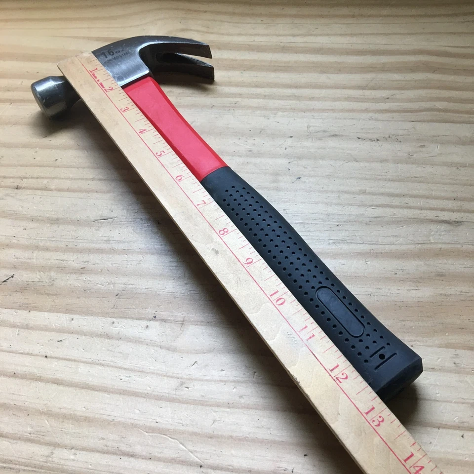 Martillo de garra de acero forjado Draper 16 OZ mango de fibra de vidrio rojo y negro 13" L Foto 3 de 4