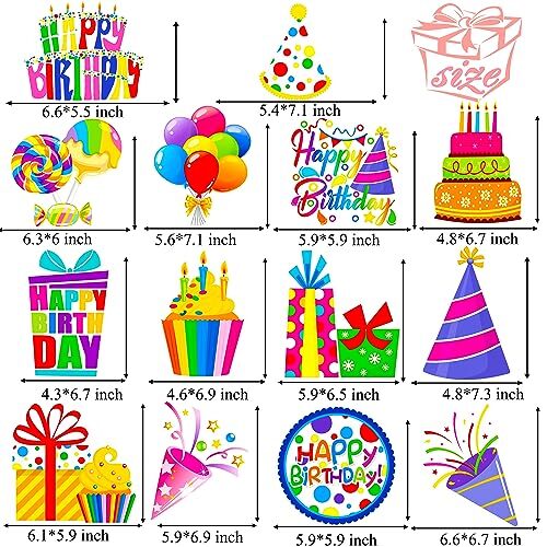 Happy Birthday Party Centerpiece Sticks 28Pcs Colorful Birthday Table Toppers - Bild 6 von 6