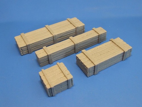 NEU - Kistenset 4. mittelgroße Holzkisten 2, RC Panzer Modellbau Maßstab 1:16 - 第 1/1 張圖片