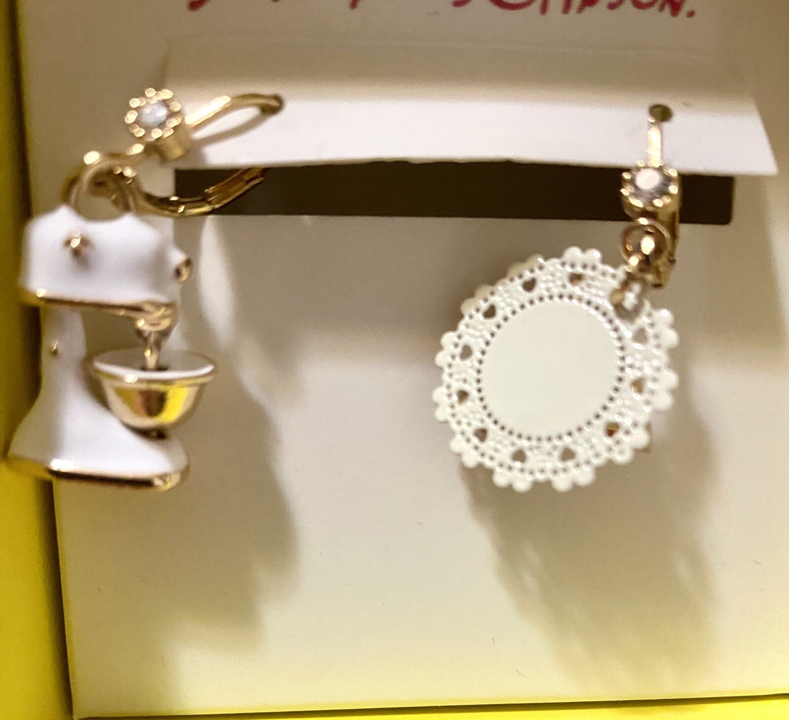 BETSEY JOHNSON MIXER & CHEPPY PIE SLICE EARRINGS MISMATCH BABY CAKES