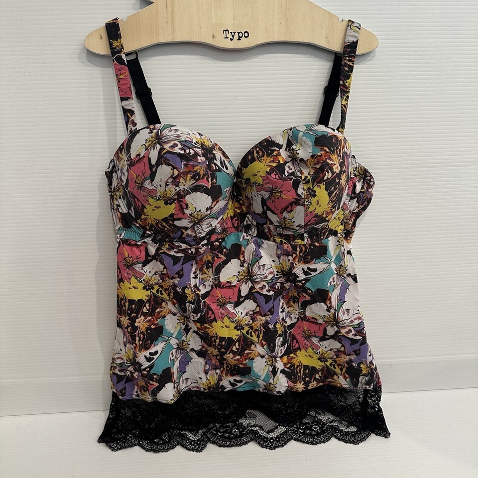 Coco Cavaliere Women’s Cami Top Size 14C 36C Push Up Floral Convertible Straps