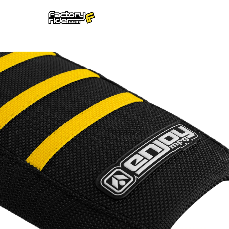 2003-2010 SUZUKI RM 65 Seat Cover Gripper Enjoy Mfg ALL BLACK / YELLOW RIBS #71 - Image 3 of 4