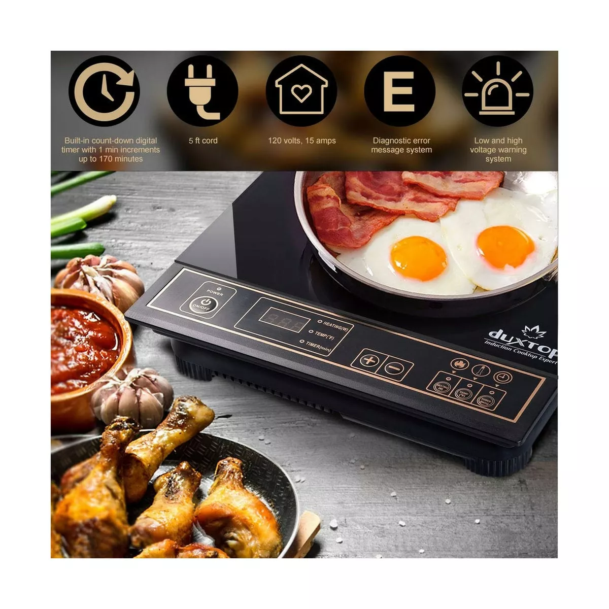 Duxtop 1800W Portable Induction Cooktop Countertop Burner Gold