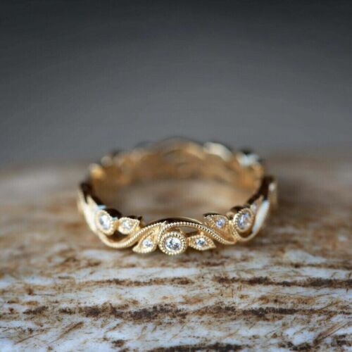 Bague bracelet Eternity femme 2 ct rond simulé diamant jaune argent sterling 925 - Photo 1 sur 5