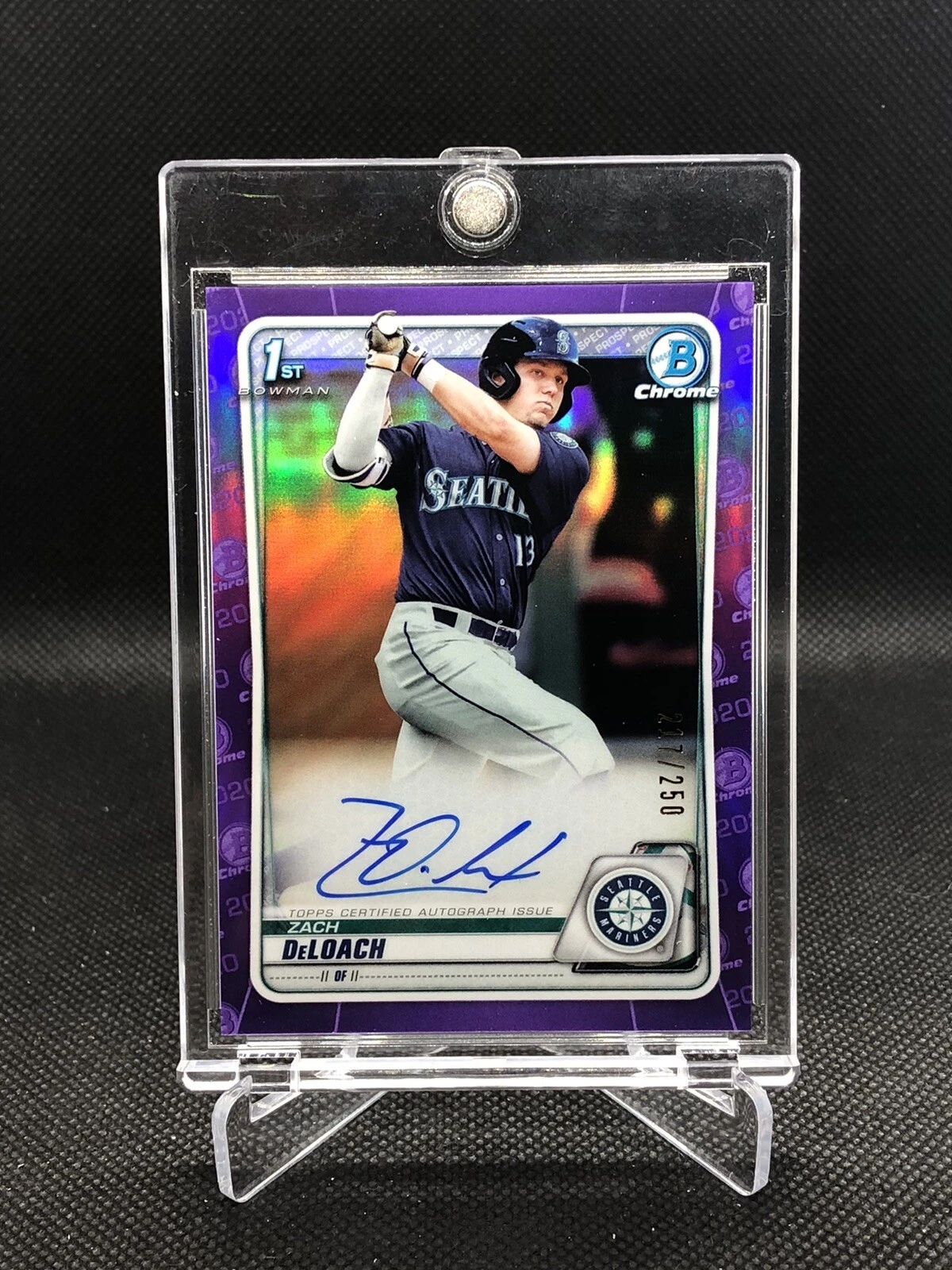2020 Bowman Draft Chrome Picks Purple Refractor #/250 Zach DeLoach #CDA-ZD Auto