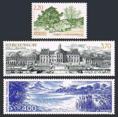 France 2155-2157, MNH. Fontainebleau Forest, Vaux le Viconte, La