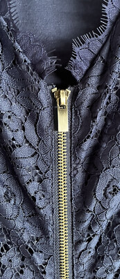 Diane Von Furstenberg DVF Barbara Navy Blue Stretch Lace Sheath Dress Size  12 | eBay