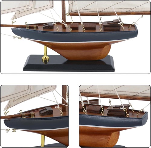 15" Wooden Sailboat Decor Classic Columbia America'S Cup Ship Model Nautical Yac - 第 3/7 張圖片
