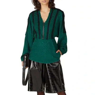 Koche Collective Jacquard V-Neck Zip Long Sleeve Blouse Size 36(S 