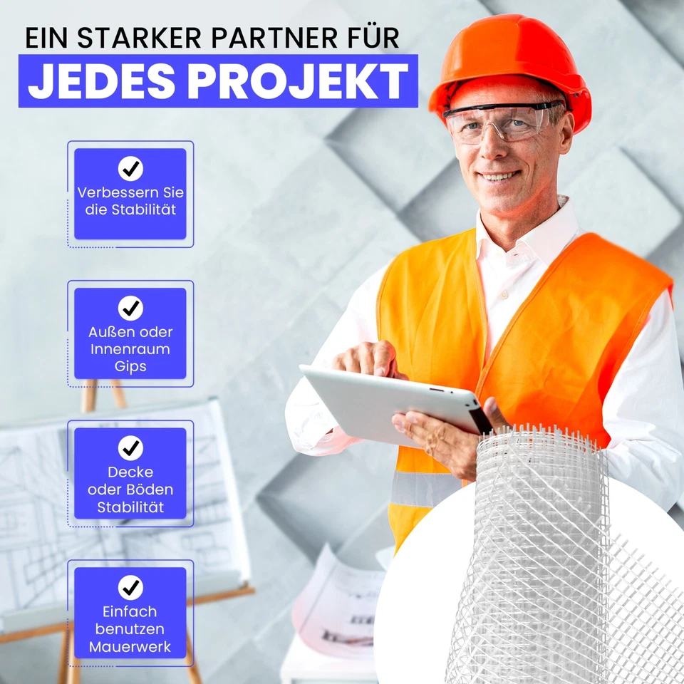 PWS 50m² Putzgewebe 70/90/110/160 g/m² | Armierungsgewebe für Innen und Außen - Bild 4 von 4