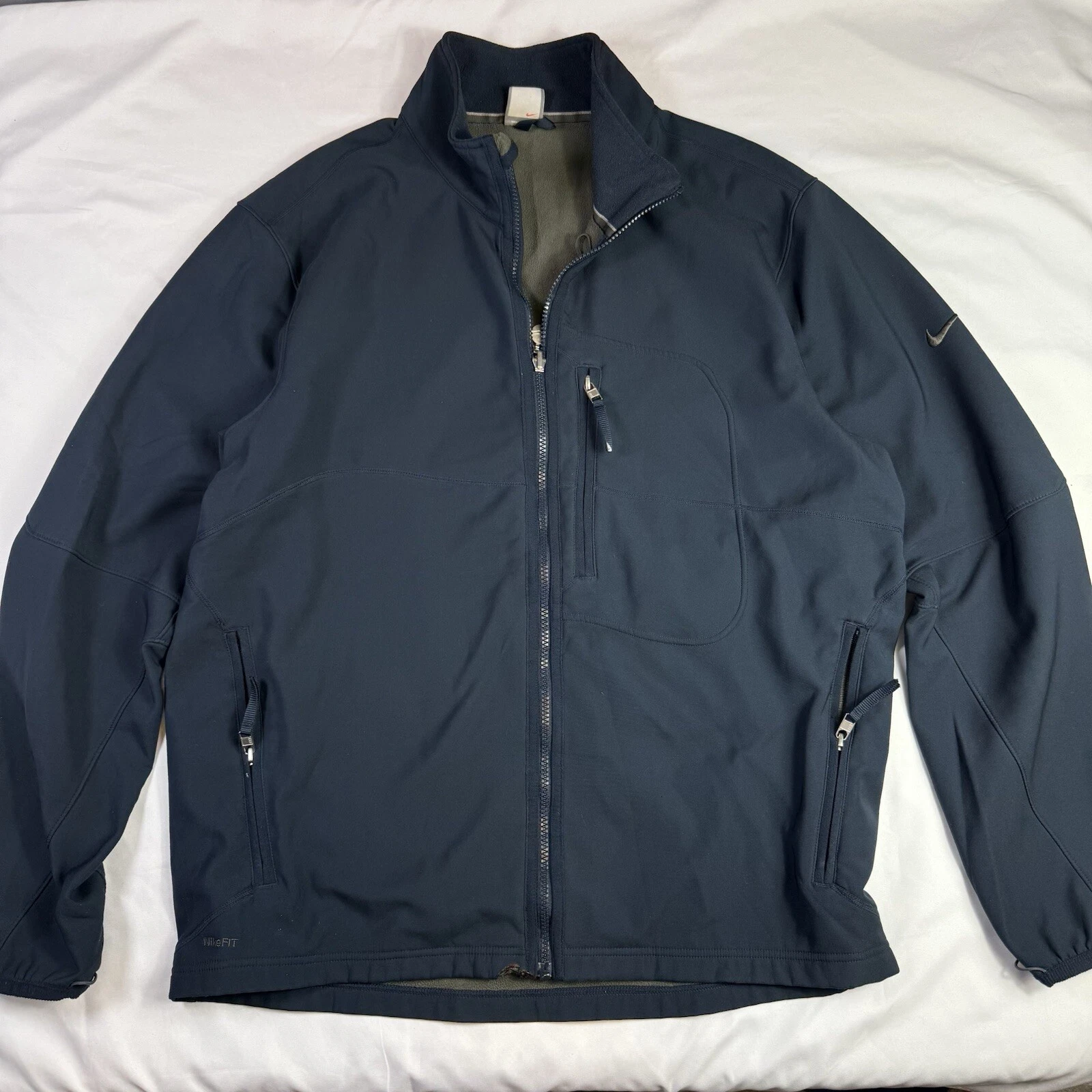 Nike Fit Therma Jacket Mens XL Thick Warm Full Zip Soft Shell Fleece Warm Logo