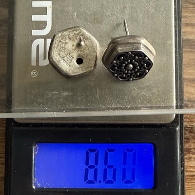 925 Sterling Silber Vintage ATI Ohrringe Post Blumenmuster Indonesien 8,6 g