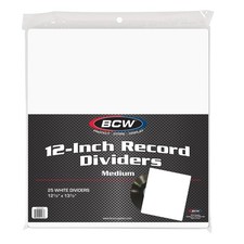 Pack of 25 BCW Medium Full Header White 33RPM LP Vinyl Record Album Dividers
