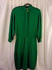 Vintage St. John Santana Neiman Marcus  Green Long Sleeve Sheath Dress 10
