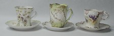 Antique 1900's Lot of 3 Demitasse Cups w/ Matching Saucers Unmarked Unbranded