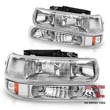 Headlight Assembly Compatible with Chrome Housing Amber Reflector Clear Lens
