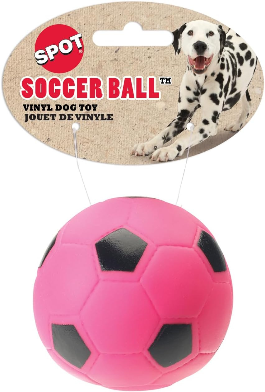 Ethical Vinyl Soccer Ball Dog Toy, 3-Inch (Pink, Green, Yell