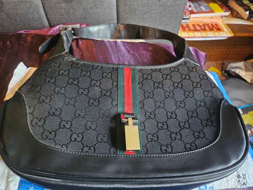Gucci Jackie 1961 Hobo Bag Black Canvas/Leather NR